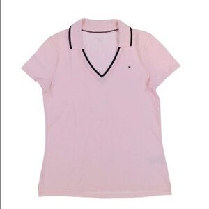 {Tommy Hilfiger} Womens Mesh V-Neck Polo Shirt